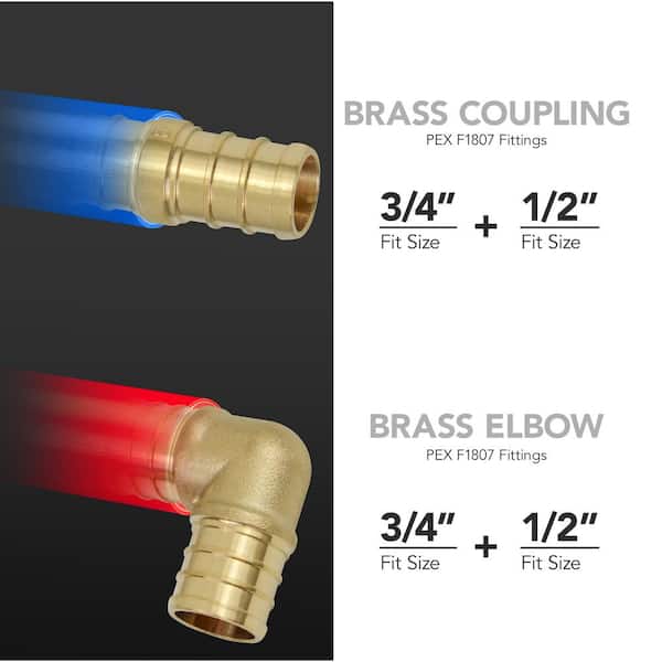 Pex Tubing Plumbing Kit Crimper Tool 1/2 in. and 3/4 in. Elbow Stainless Steel 1/2 in. and 3/4 in. Cinch and Half Clamp