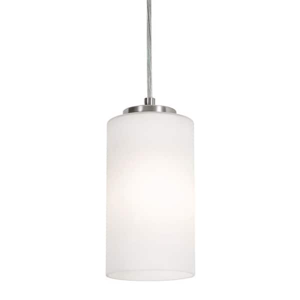 Leo 1-Light Satin Nickel Shaded Pendant Light
