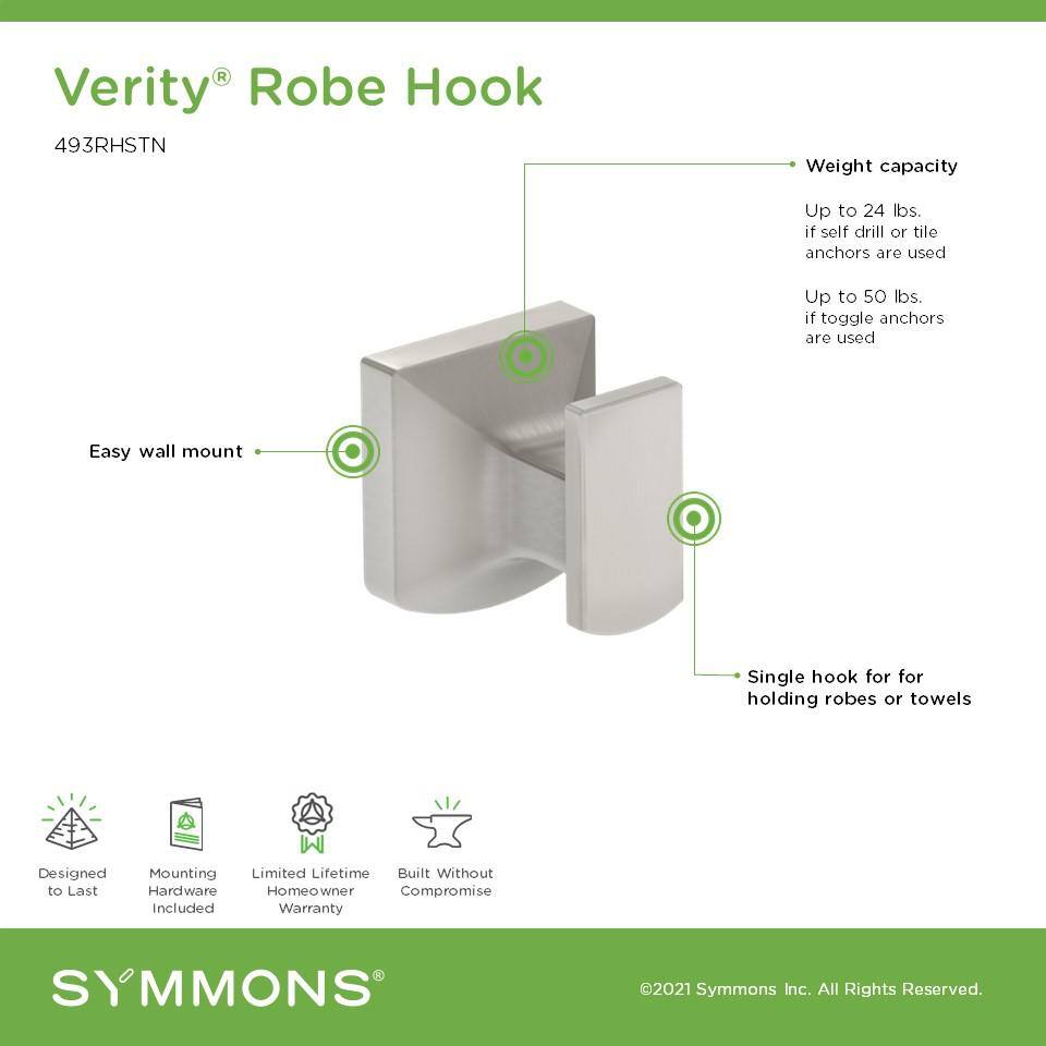 Satin Nickel Square Wall Mounted Robe Hook