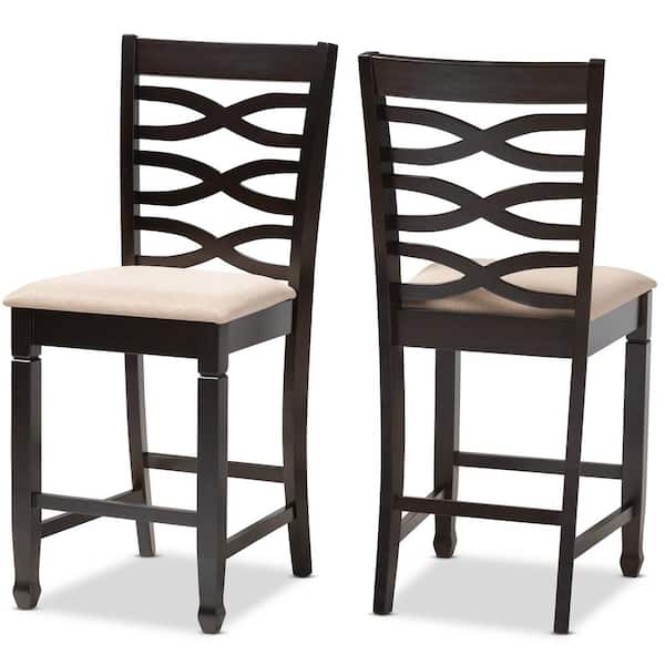 Baxton Studio Lanier 43 in. Sand Brown and Espresso Bar Stool (Set of 2)