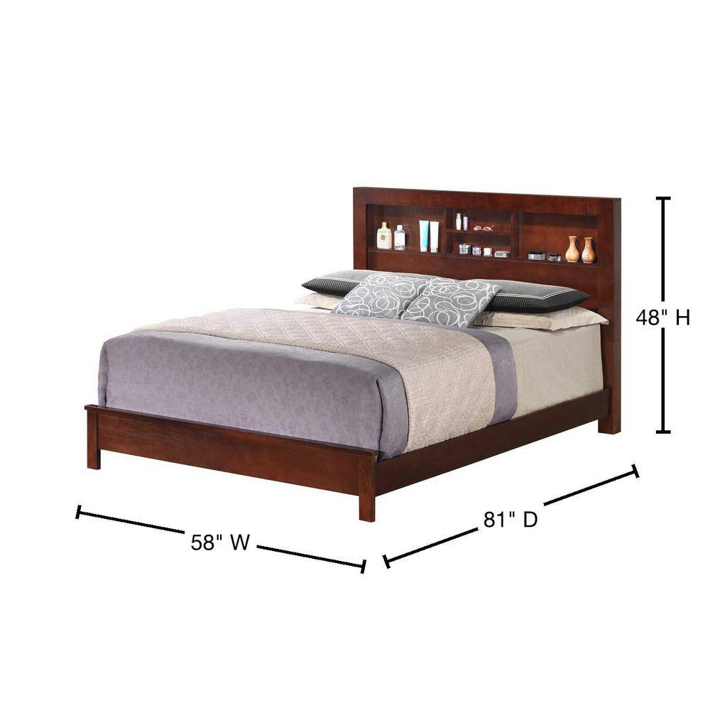 Burlington Cherry Full Bed with Upholstered Headboard and Storage
