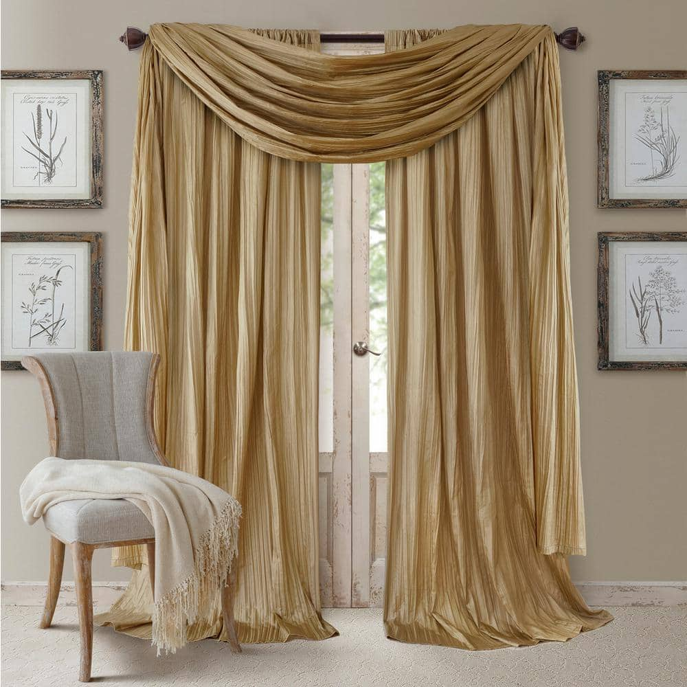 Elrene Gold Faux Silk Rod Pocket Room Darkening Curtain 52 In W X 108 In L Set Of 2 17798gld The Home Depot