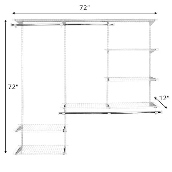 Rubbermaid Configurations Deluxe Closet Kit, White, 3-6 Ft. & Expandable  Closet Shelf Kit, 2-4 ft., White, for