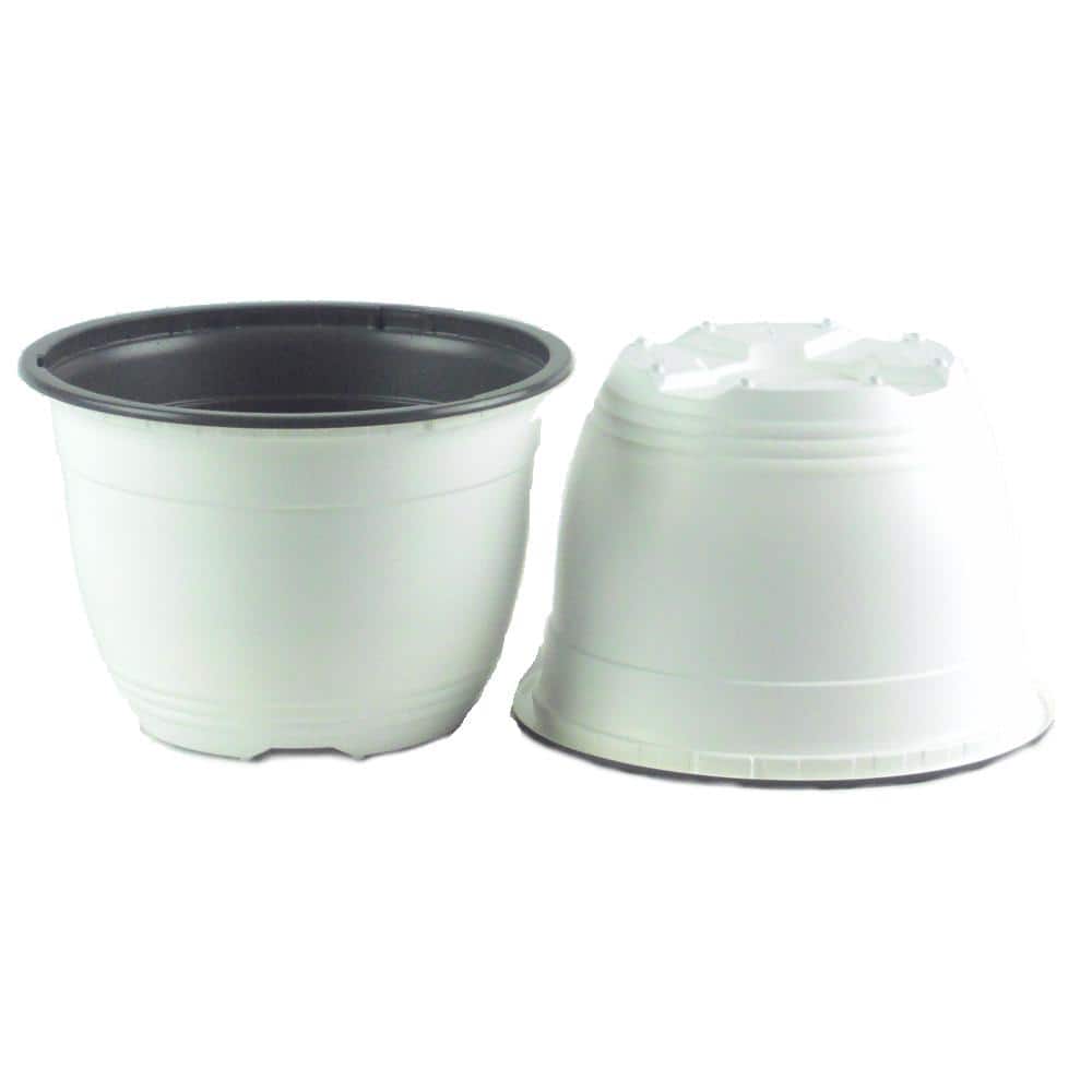 Minimalist Modern 6" White & Gray Round Plastic Planter - Pack of 10