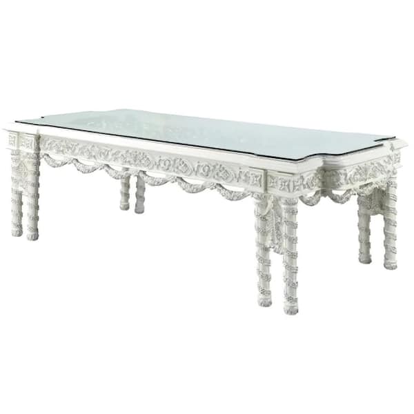 Acme Furniture Vanaheim 108 in. Rectangle Antique White Finish Wood Top with Wood Frame (Seats 7)