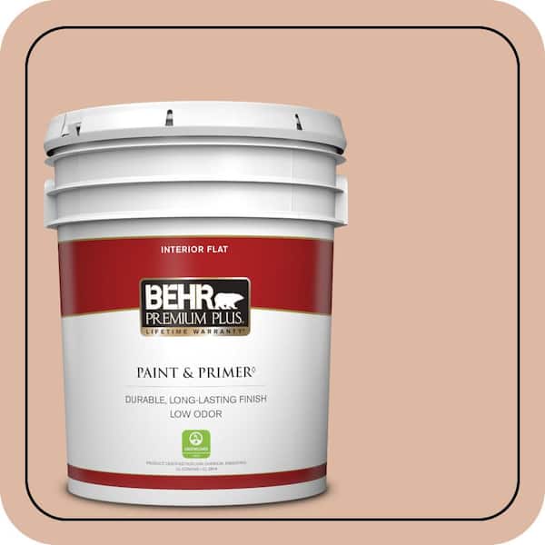 BEHR PREMIUM PLUS 5 gal. #ECC-60-1 Coral Bay Flat Low Odor Interior Paint & Primer
