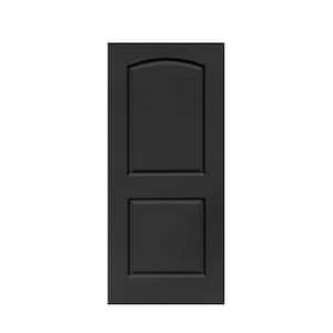 30 in. x 80 in. 2-Panel Hollow Core Black Stained Composite MDF Round Top Interior Door Slab for Pocket Door