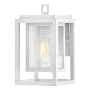 Republic 1-Light Textured White Hardwired Outdoor Wall Lantern Sconce