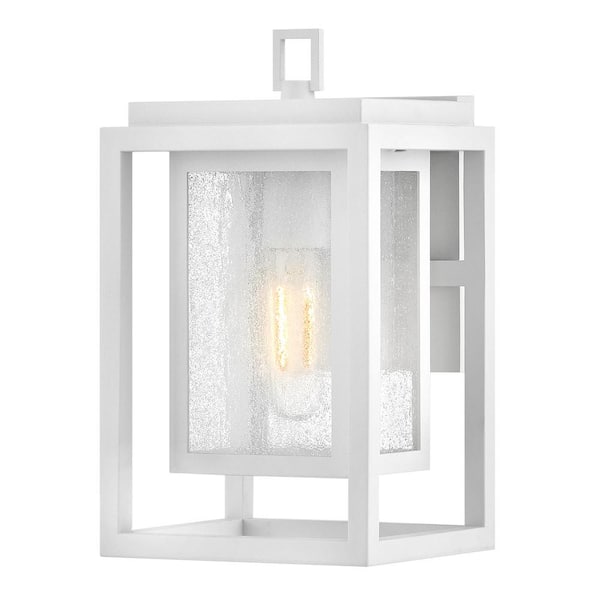 Republic 1-Light Textured White Hardwired Outdoor Wall Lantern Sconce