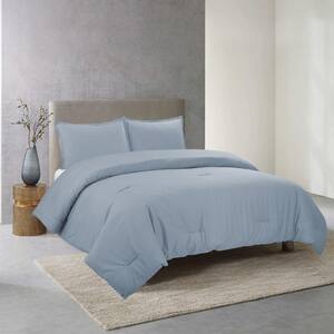 Twin XL Full Queen Cal King Bed Solid Gray Grey Soft 3 pc Comforter Set Bedding 