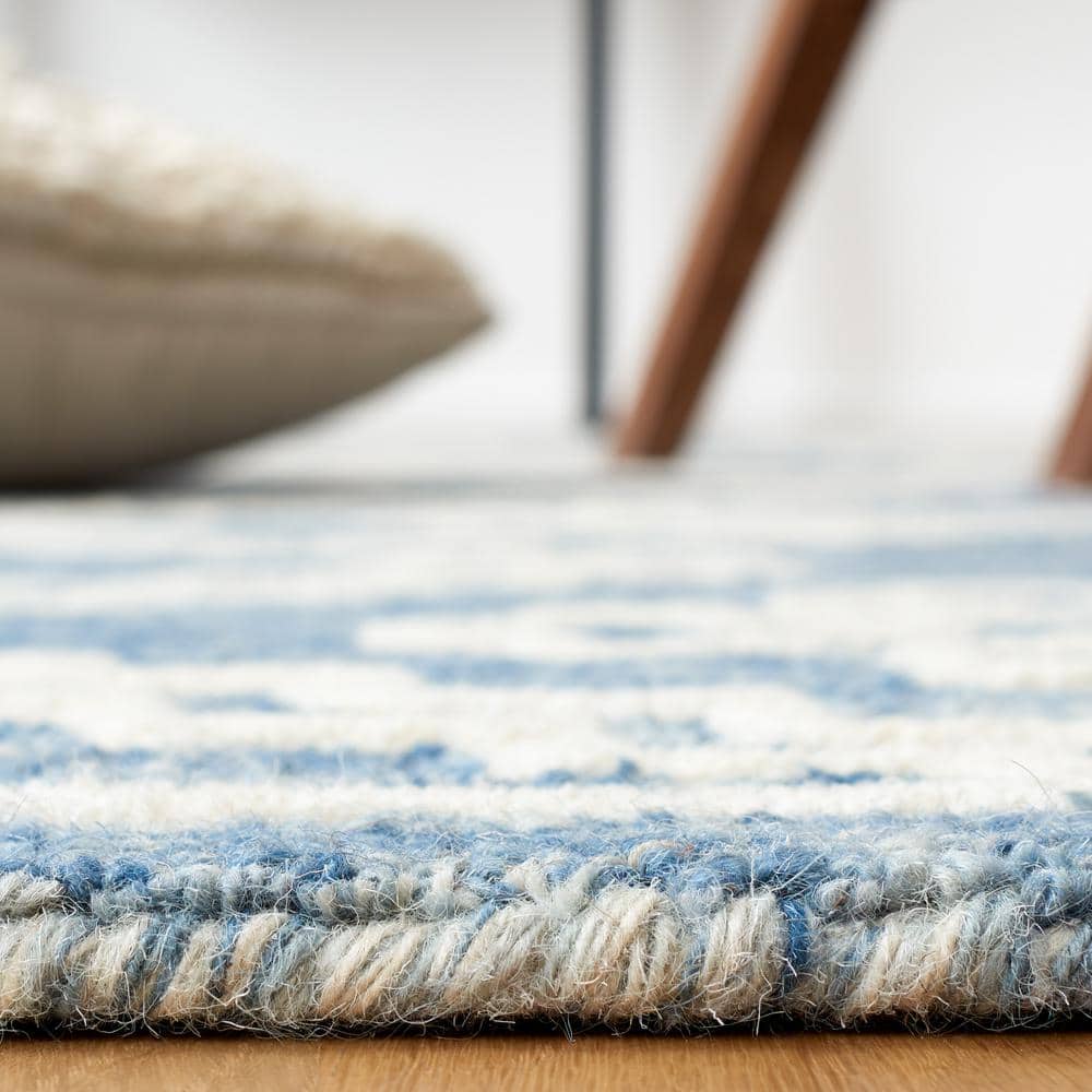 Handmade Blue Wool Abstract Tufted Rectangular Rug 5x8 Feet
