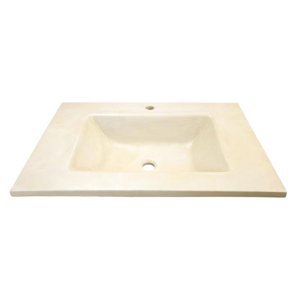 31" Cream Concrete Single Rectangular Sink Top