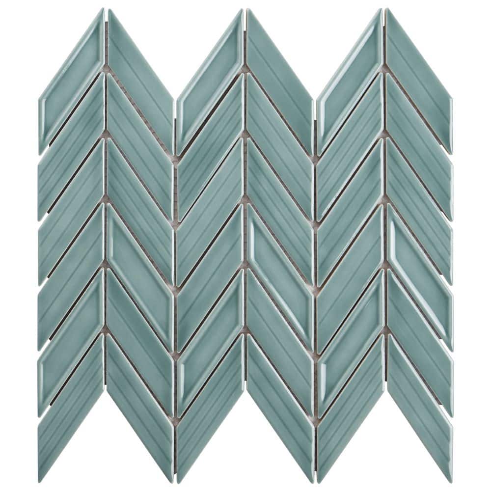 Medley Chevron Marine Blue 4 in. x 0.35 in. Glossy Ceramic Mosaic Wall Tile Sample price history on PriceWatchPro