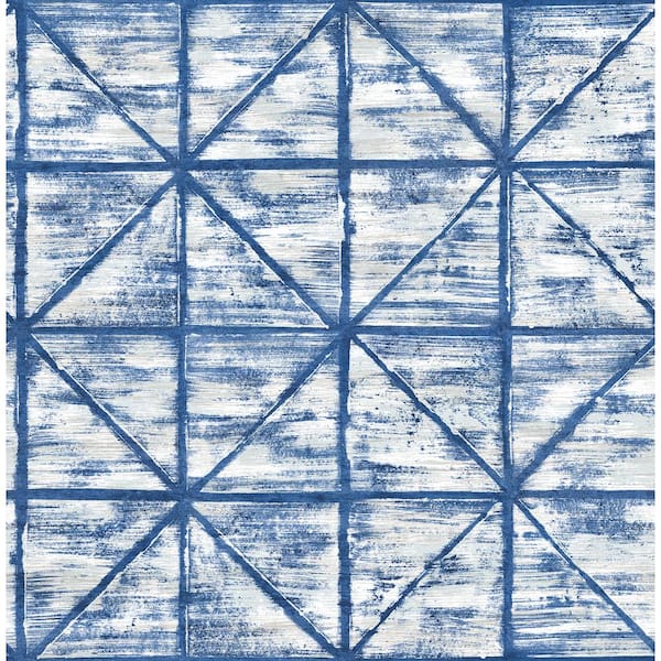 Seabrook Designs Ness Distressed Geo Ivory and Prussian Blue Paper Strippable Roll (Covers 56.05 sq. ft.)