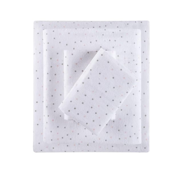 Intelligent Design Cozy Soft 4-Piece Grey/Pink Dots Cotton Queen Sheet Set