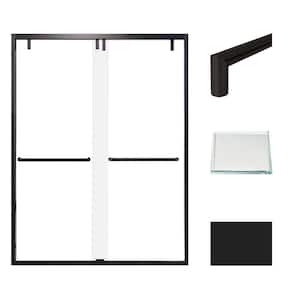 Eden 60 in. W x 80 in. H Sliding Semi-Frameless Shower Door in Matte Black with Low Iron Glass
