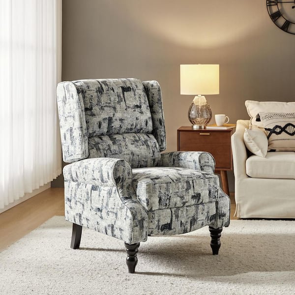 Bogazk Contemporary Classic Gray Upholstered Standard Manual Wingback Recliner With Solid Wood Legs