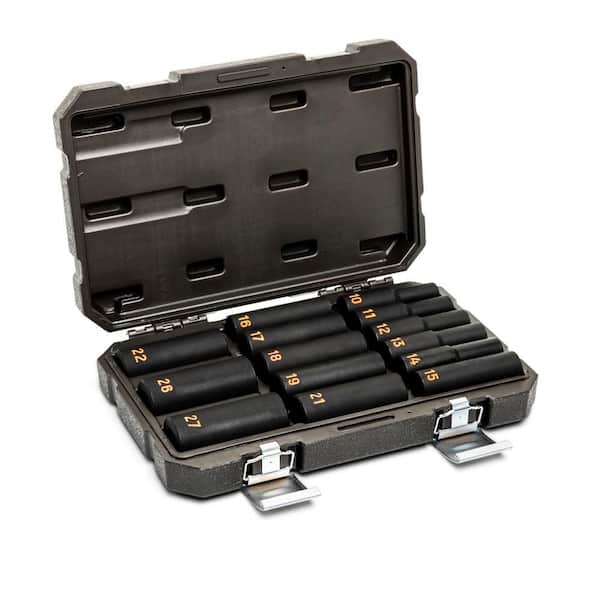 GEARWRENCH 1/2 in. Drive 6-Point Metric Hi-Viz Deep Impact Socket Set (14-Piece)