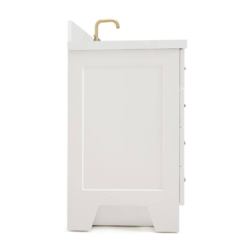 Taylor 55" White Quartz Single Sink Vanity with Brass Hardware