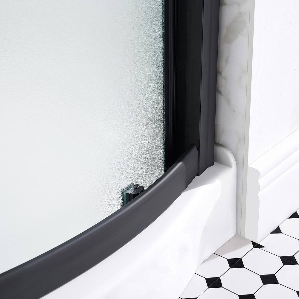 Breeze 34" Black Framed Frosted Glass Round Sliding Shower Kit