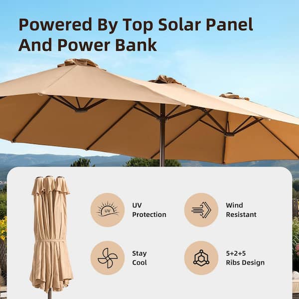 extra large rectangle patio umbrella replacement ZLACUIU 10x13FT Cantilever Outdoor Umbrellas, Double Top Umbrella, Heavy Duty 360 Rotation Offset Outdoor Sun Shade for Garden Deck Pool Backyard Patio, Beige : Patio, Lawn perfect for patios homfan Extra-Large Beige 15ft.Double-Sided Rectangular