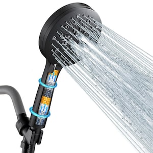 Deluxe 9-Spray Patterns with 1.8 GPM 5.11 in. Wall Mount Fixed Shower Head with Filter in Matte Black