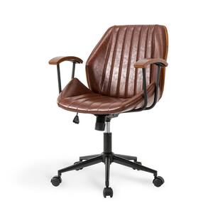 38.00"H Russet Brown Leatherette Ergonomic Adjustable Height Swivel Desk Chair/Task Chair