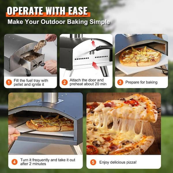 Outdoor Wood Fired Pizza Oven With Pizza Stone, Pizza Peel, Grill