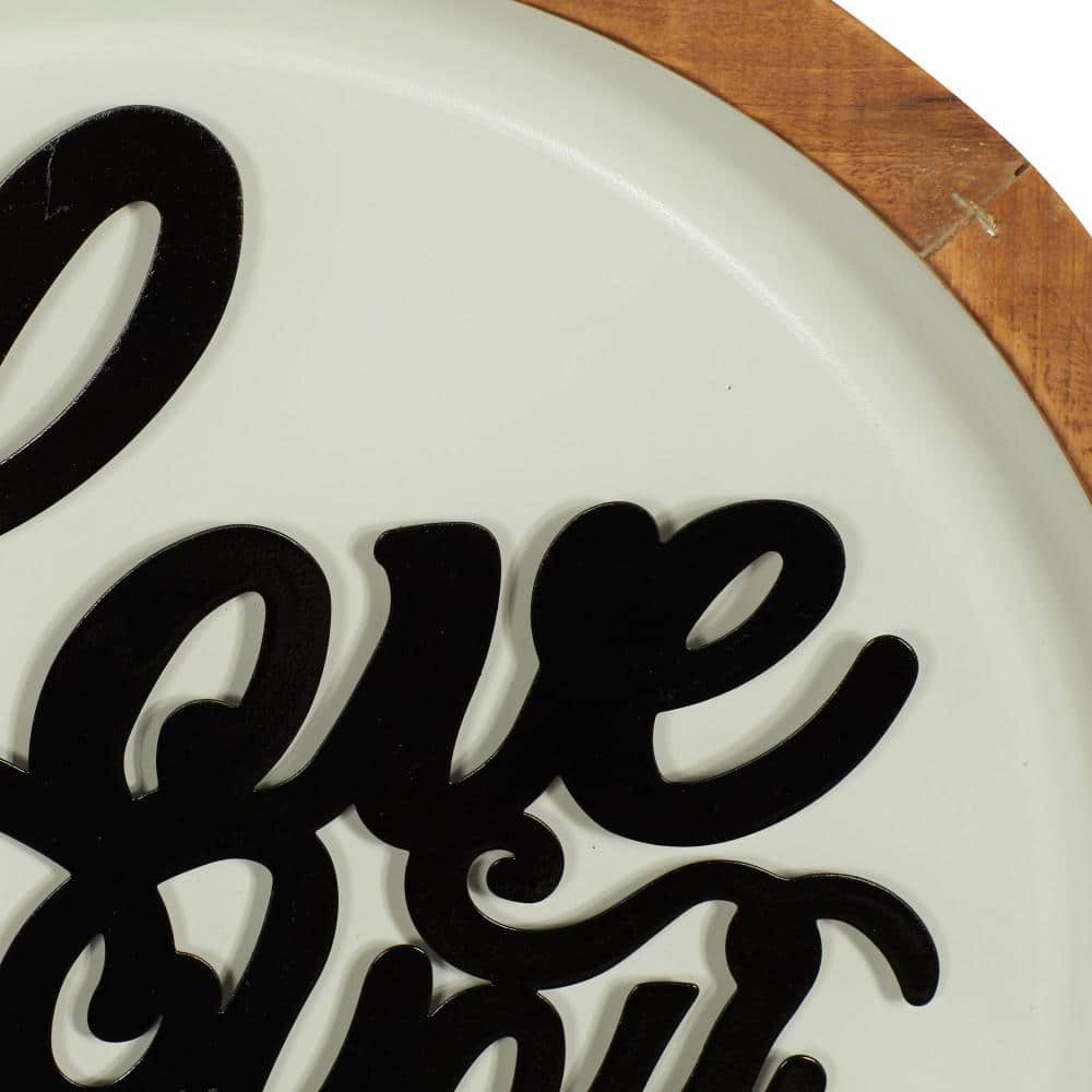 White and Brown Metal and Wood Round Farmhouse Wall Decor