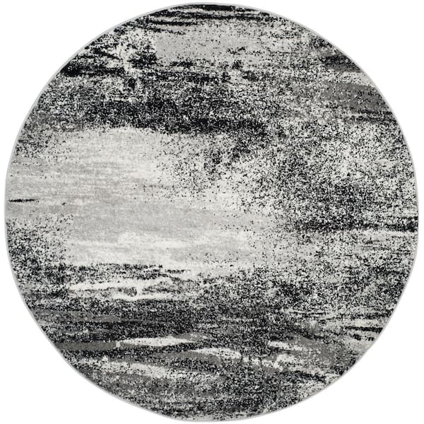 SAFAVIEH Adirondack Silver/Multi Solid Color 3 ft. x 3 ft. Distressed Round Area Rug