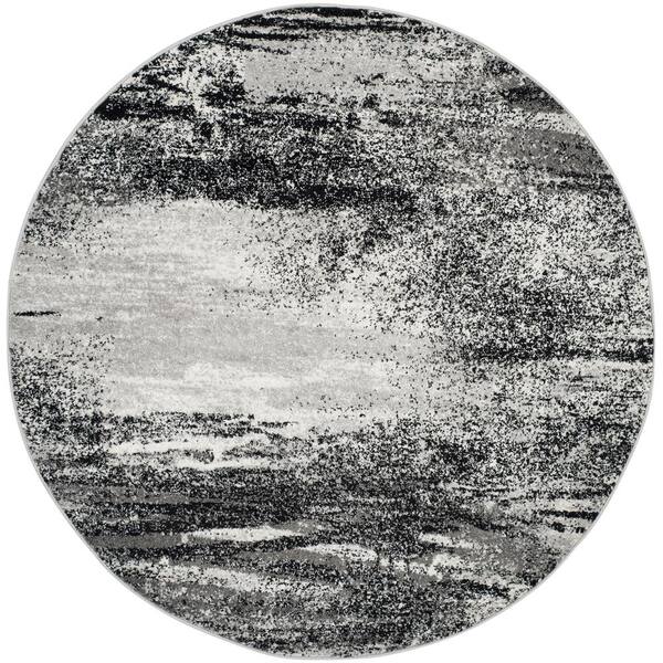 SAFAVIEH Adirondack Silver/Multi Solid Color 8 ft. x 8 ft. Distressed Round Area Rug