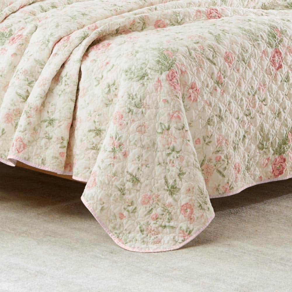 Twin Pink Cotton Reversible Quilt Set with Sham