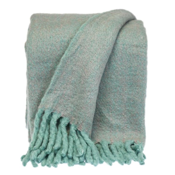HomeRoots Charlie Aqua Solid Acrylic Throw Blanket