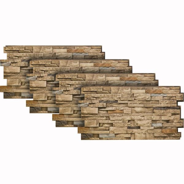 Urestone Stacked Stone #65 24 in. x 48 in. Mountain Country Stone Veneer Panel (4-Pack)