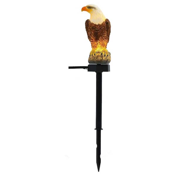 17.5 in. Hand-Carved Eagle Solar Light Statue, Outdoor Garden Stake with Weather-Resistant Resin Construction