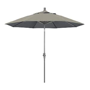 9 ft. Hammertone Grey Aluminum Market Patio Umbrella with Collar Tilt Crank Lift in Spectrum Dove Sunbrella