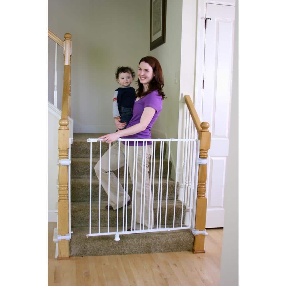 White Extra Tall Metal Stairway Safety Gate