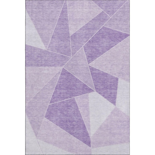 Mayfield Premium Machine Washable Indoor/Outdoor Geometric AMF636 Lilac 8 ft. x 10 ft. Area Rug