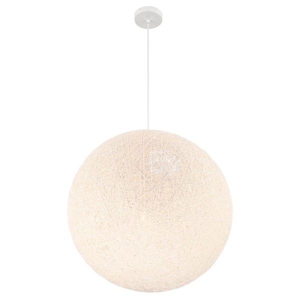George Kovacs Entwined 60-Watt 1-Light White 24 in. Globe Pendant Light  with White Rattan Shade and No Bulbs Included P5571-44B - The Home Depot