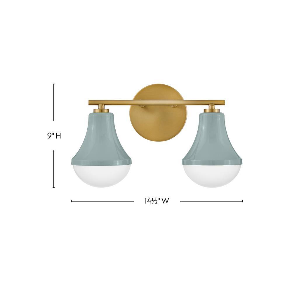 Seafoam and Brass 2-Light Dimmable Outdoor Vanity Light