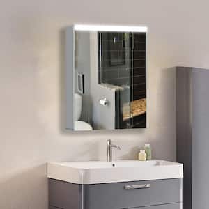 24 in.W x 30 in.H Silver Surface Mount Single Door LED Double Sided Mirror Medicine Cabinet with Mirror Door Right Open