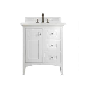 Palisades 30 in. W x 23.5 in.D x 35.3 in. H Single Vanity in Bright White with Quartz Top in Eternal Jasmine Pearl