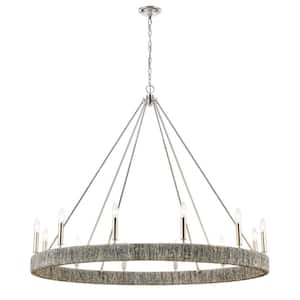 Corde 48 in. W 12-Light Polished Nickel Chandelier with No Shades