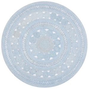 Cape Cod Blue 4 ft. x 4 ft. Braided Circle Round Area Rug