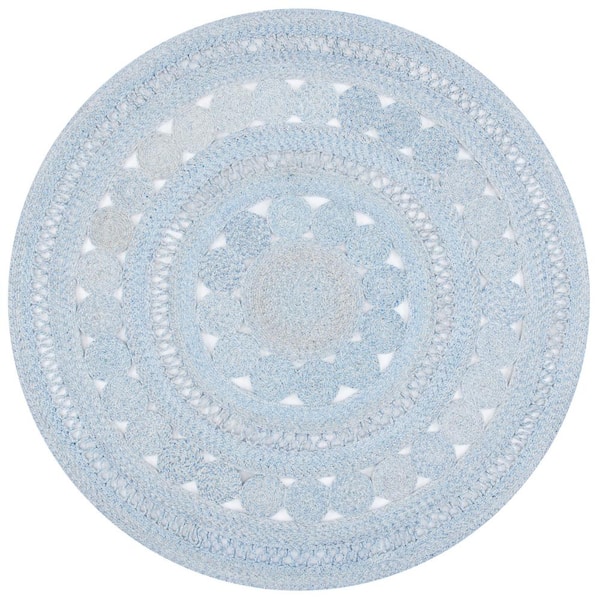 SAFAVIEH Cape Cod Blue 4 ft. x 4 ft. Braided Circle Round Area Rug