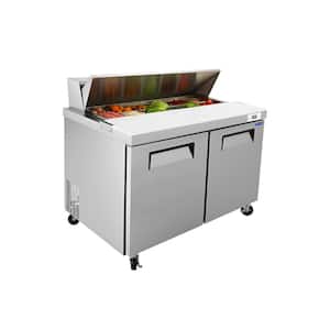 18 cu ft 61 in. Commercial Refrigerator with SandwichandSalad Prep Table and Butcher Block Cutting Board in Silver