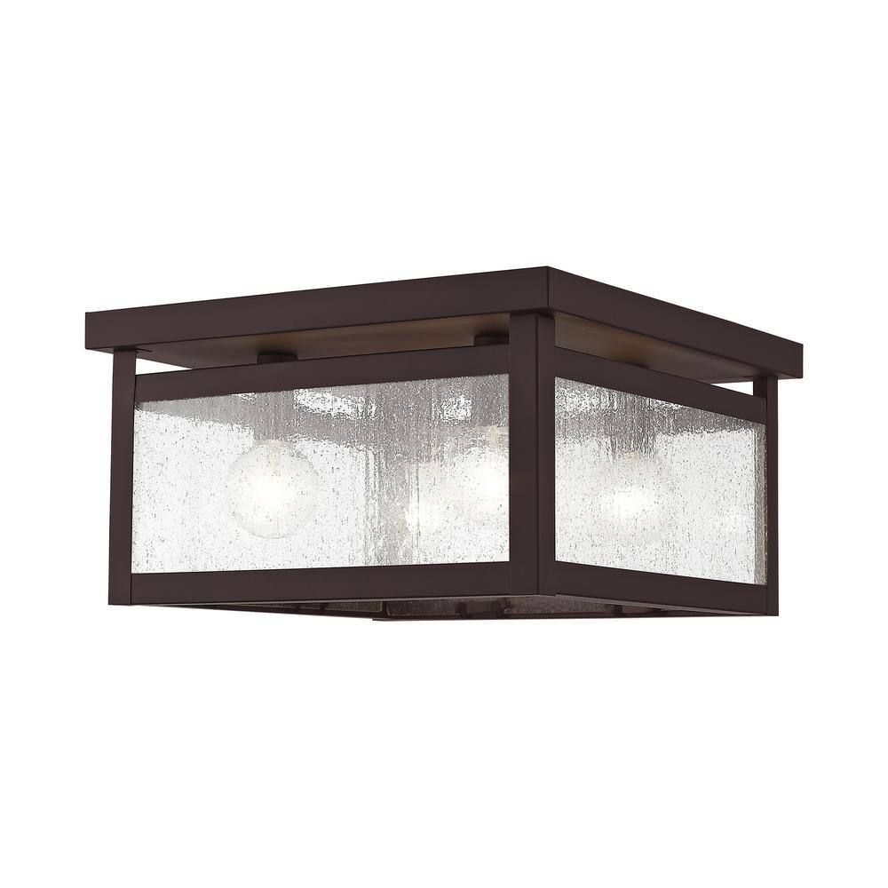 Milford Bronze 4-Light Flush Mount with Clear Seeded Glass