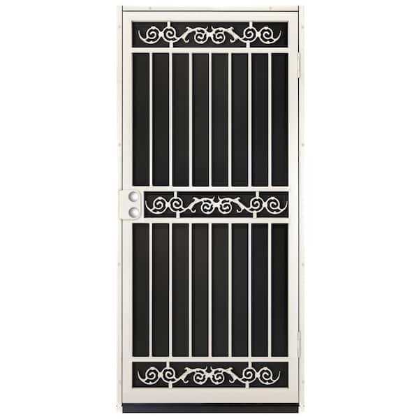 Unique Home Designs 36 in. x 80 in. Sylvan Almond Surface Mount Outswing Steel Security Door with Black Perforated Aluminum Screen