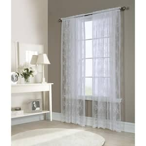 Mona Lisa White Polyester 56 in. W x 54 in. L Rod Pocket Indoor Sheer Curtain (Single Panel)