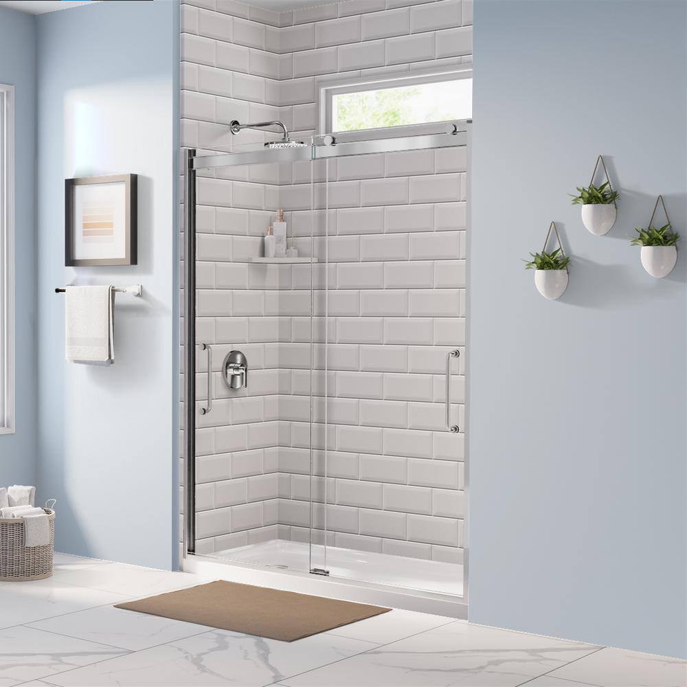 Arelo 56" - 60" W x 72" H Clear Glass Chrome Sliding Shower Door